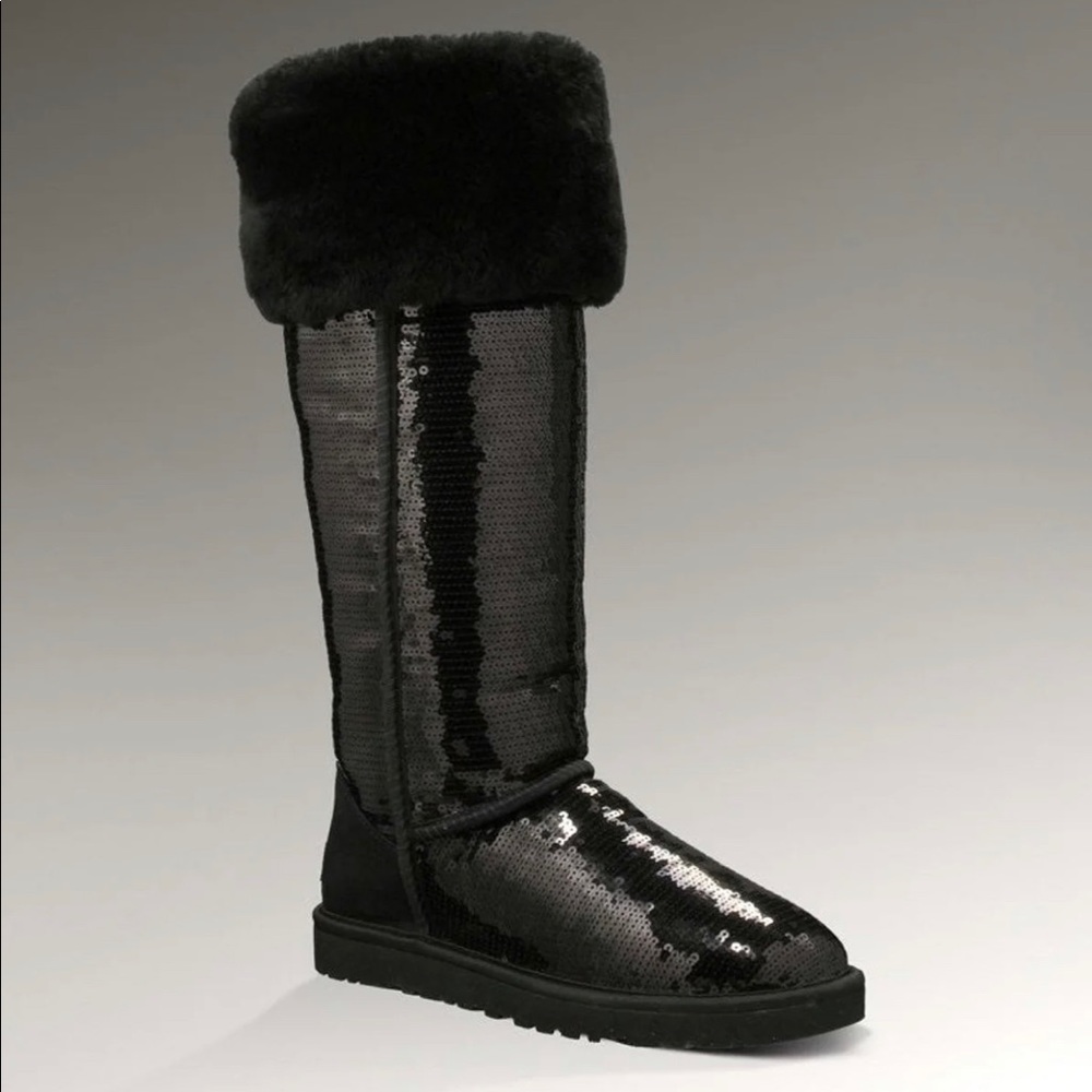 Ugg over the knee sequin boots black size 9